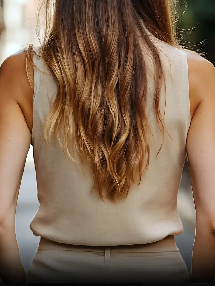 Evmorfia Breathable Sleeveless Blouse, view 6 - Elena Harper