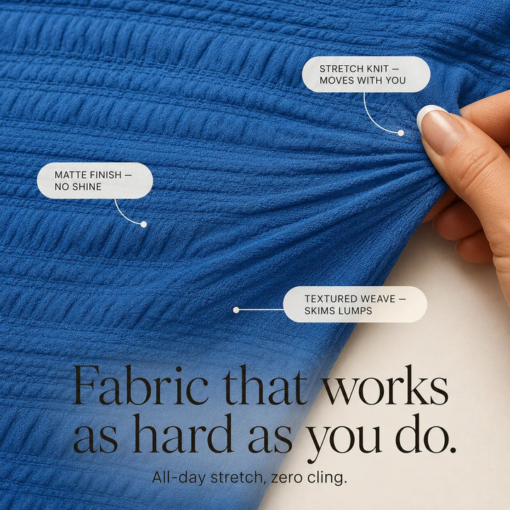 Belvora Textured Stretch Knee Dress with Pockets - Elena Harper