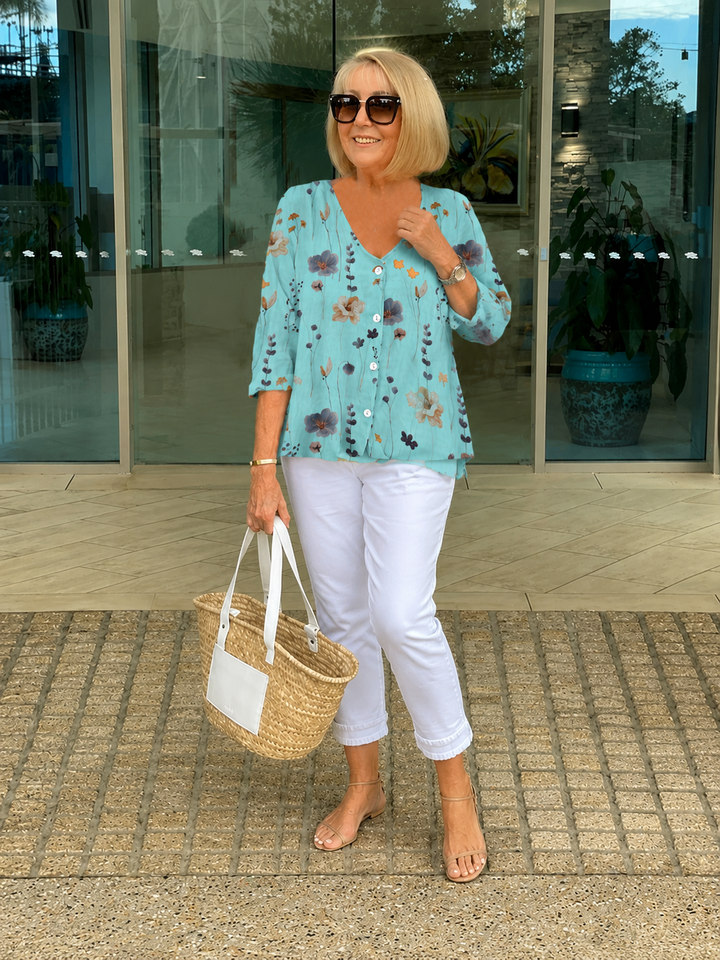 Elanna™ | Belly-Covering Floral Blouse