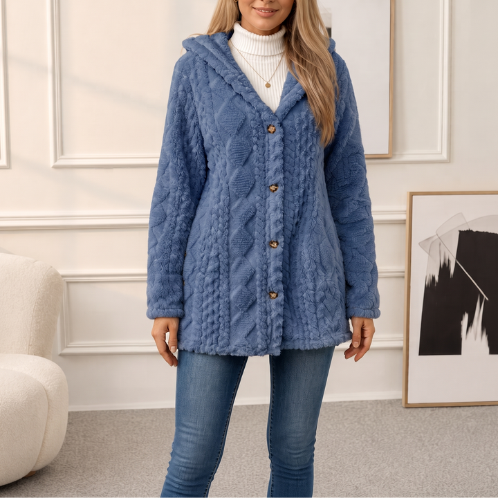 Amelia | Plush Sherpa Jacket with Elegant Diamond Pattern