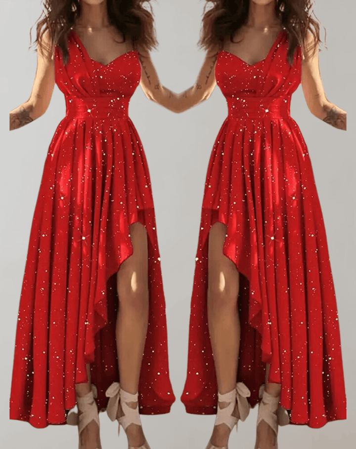 Women's Pleated Cocktail Dress with Slit