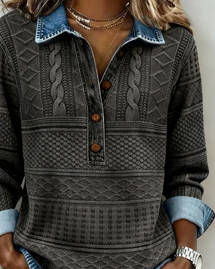 Lyra | Trendy Sweatshirt with Half Button