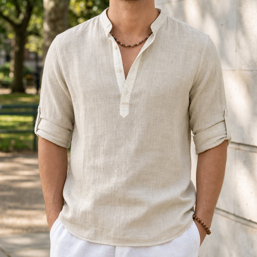 Begur Linen Henley Shirt