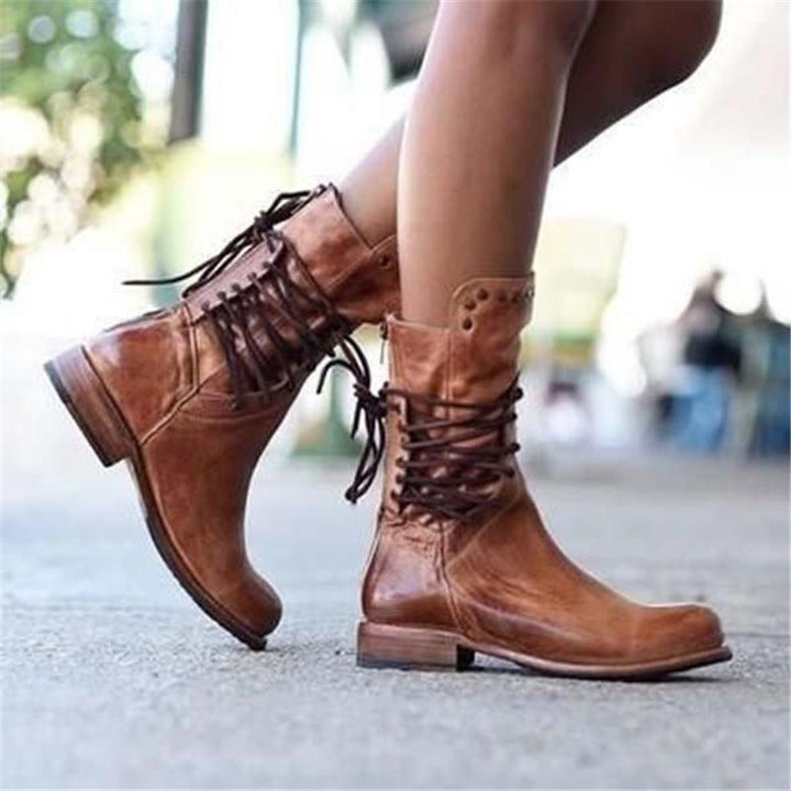 Brown Women's Leather Lace-Up Boots – Freya EB