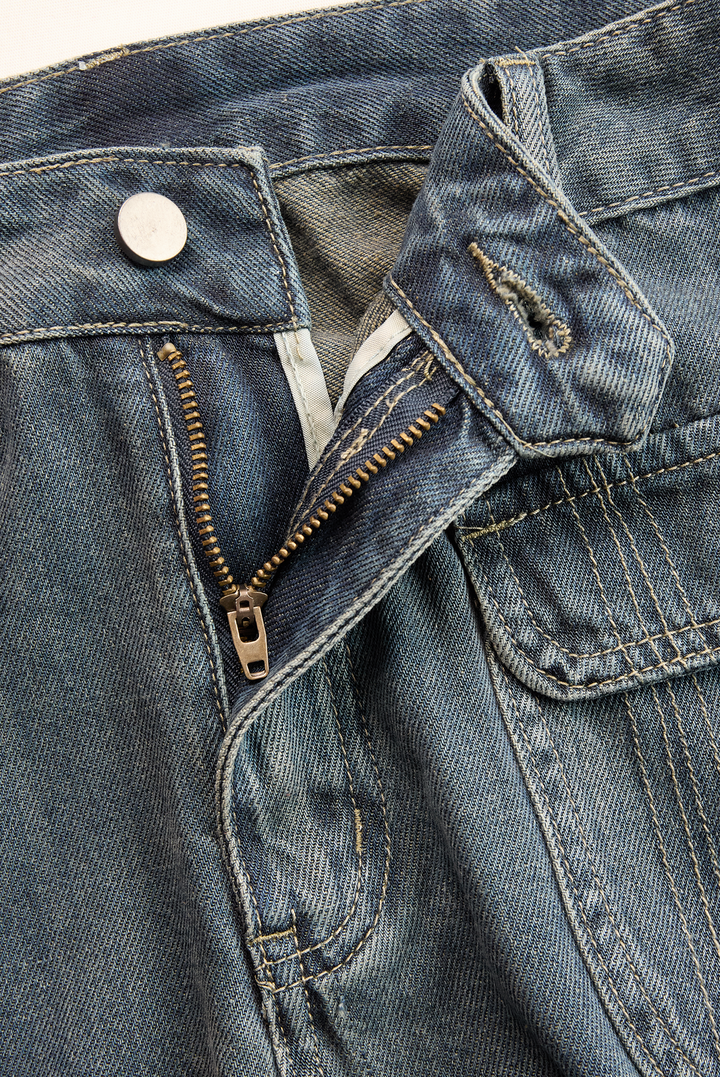 Casual Fashion Gradient Washed Denim Blue Gray Loose Pants, view 8 - Elena Harper