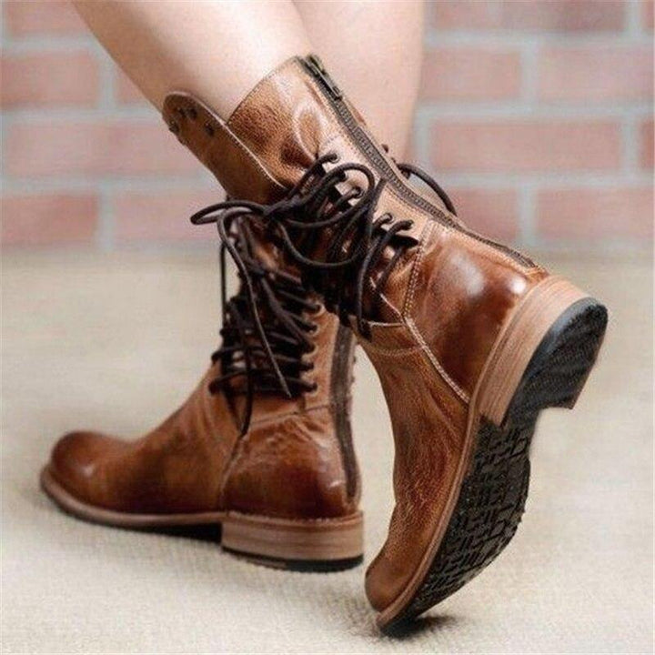 Brown Women's Leather Lace-Up Boots – Freya EB