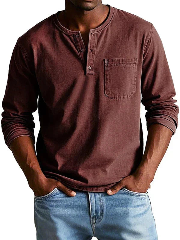 ELENA HARPER™  |  LONG SLEEVE HENLEY FOR MEN