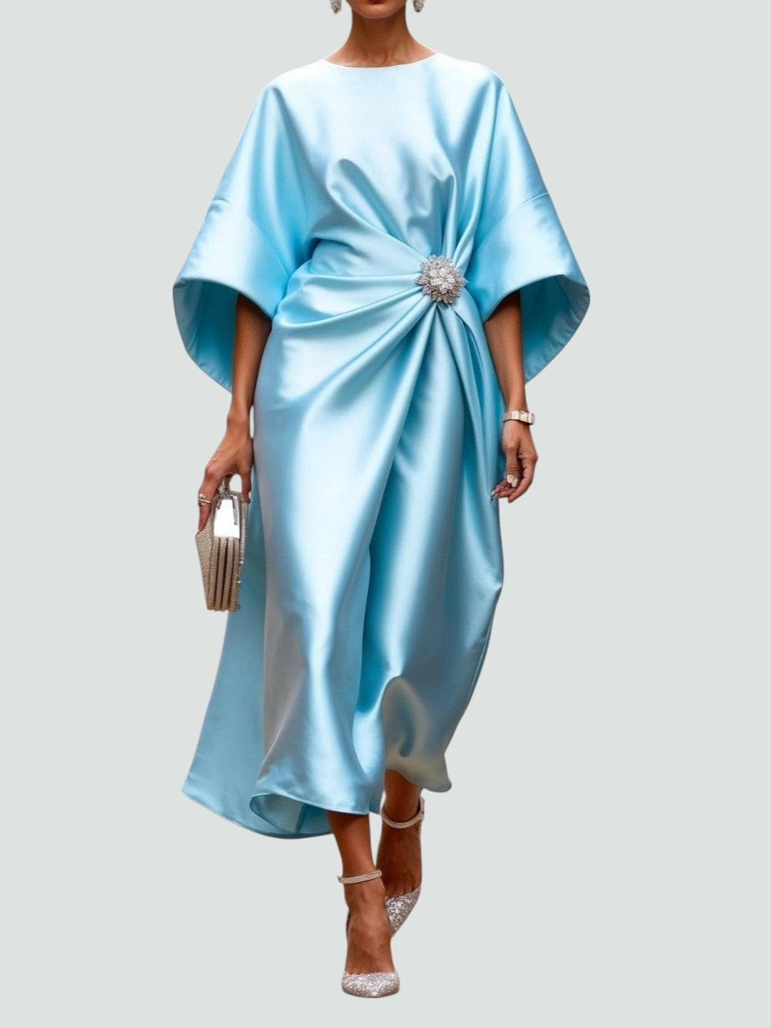 Long Evening Dress for Women with Fluid Silhouette