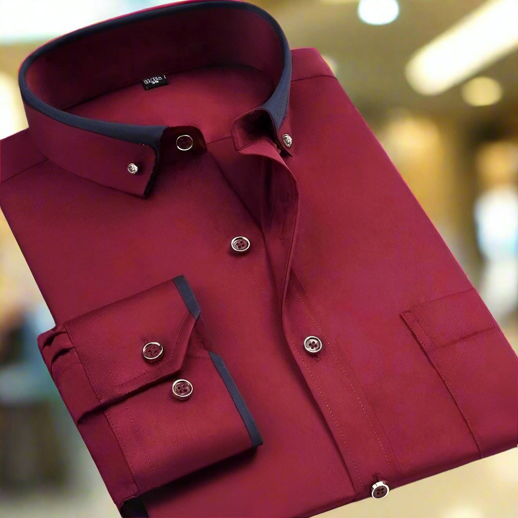 Elegant Button-down Long-sleeved Shirt for Men - Elena Harper