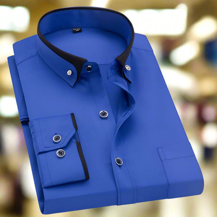 Elegant Button-down Long-sleeved Shirt for Men - Elena Harper