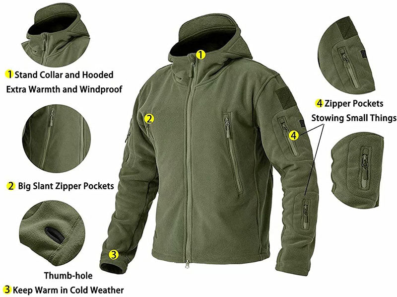 Men's Windproof Fleece Jacket – Comfortable Zip-Up Outdoor Wear