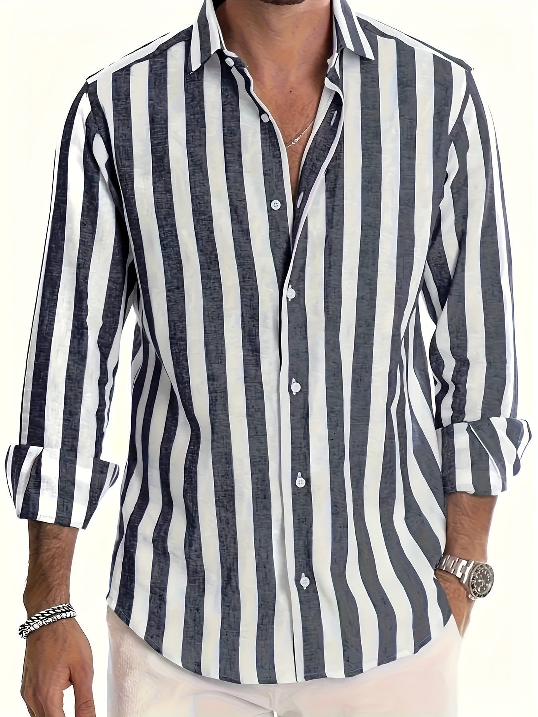 Refined Striped Shirt for Men - Elena Harper