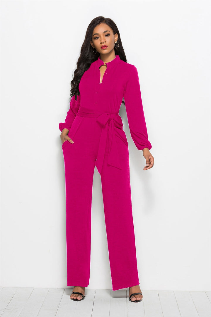 Women's Elegant Tailored Jumpsuit with Long Sleeves