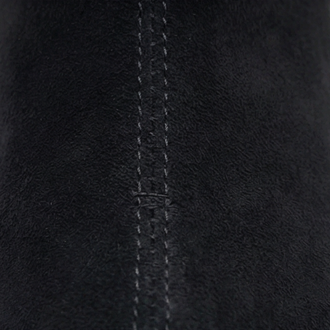 Cozella – Knit Cuff Suede Ankle Booties