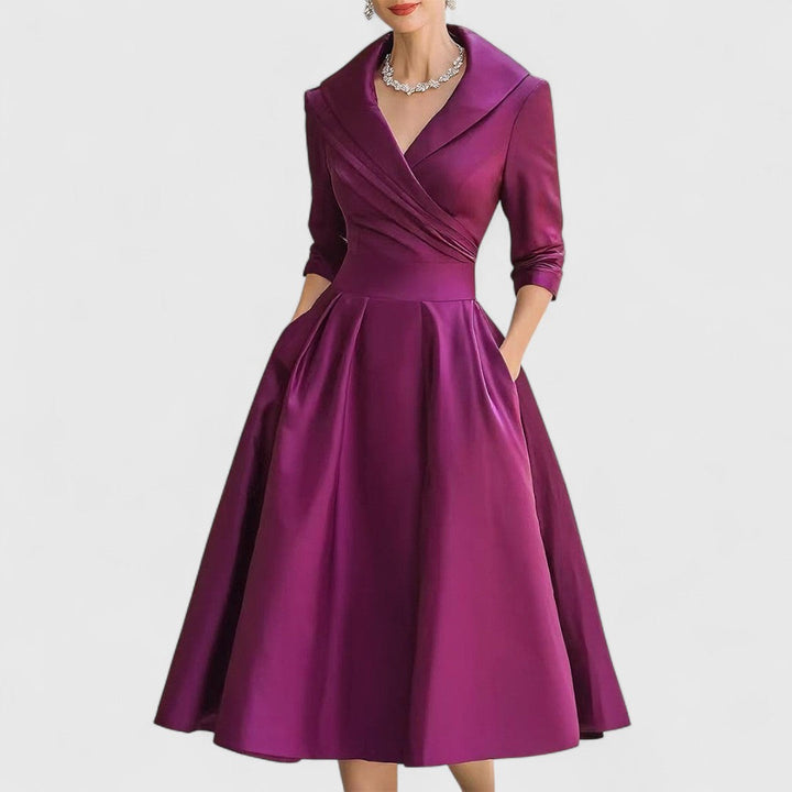 CHARLOTTE – ELEGANT V-NECK A-LINE MID-LENGTH DRESS