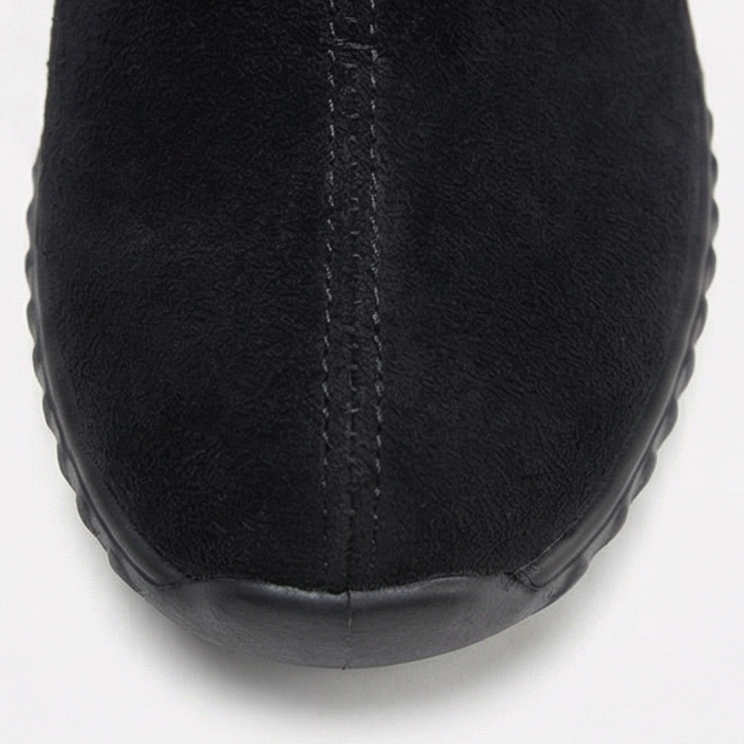 Cozella – Knit Cuff Suede Ankle Booties
