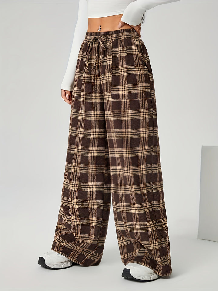 Bonnie | Checked Wide-Leg Trousers