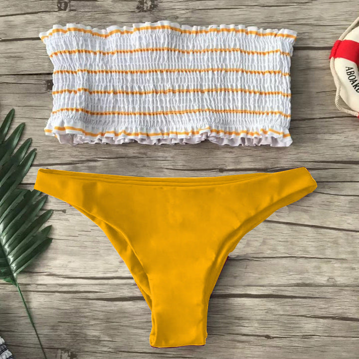 Women's Bandeau Bikini Set with Fine Ruffle Design EB