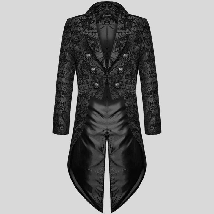 Women's Victorian Inspired Tailcoat Jacket with Elegant Embossed Design