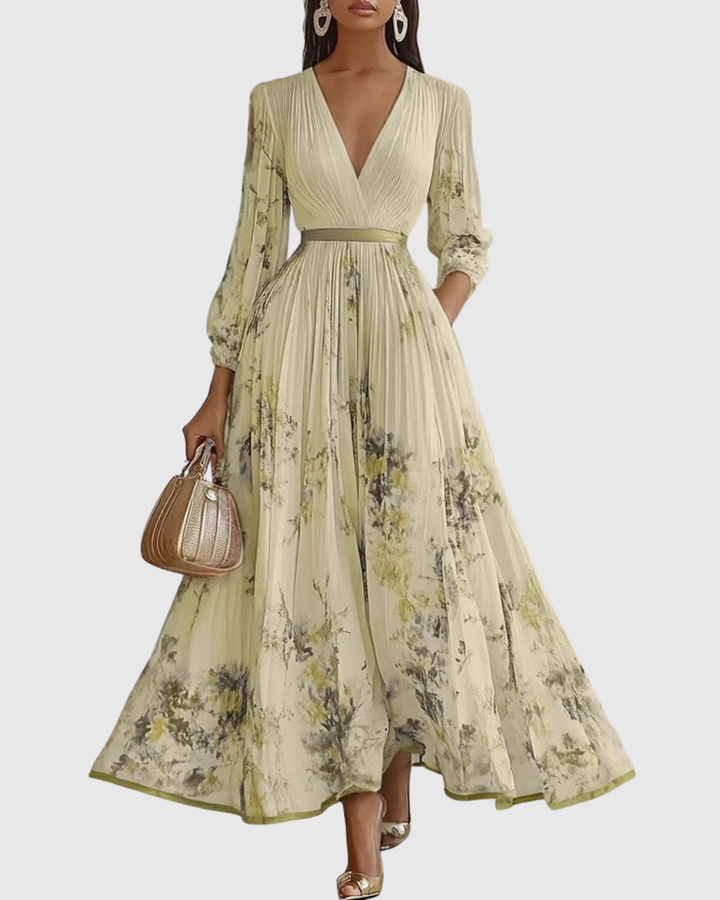 Rowella Elegant Pleated Maxi Dress - Elena Harper
