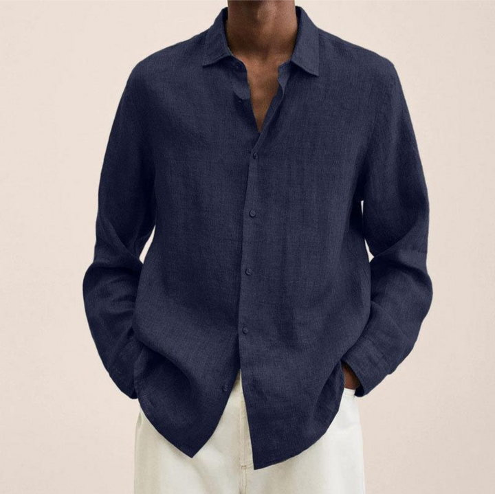 Men's Long-Sleeve Button-Up Shirt - Versatile & Stylish