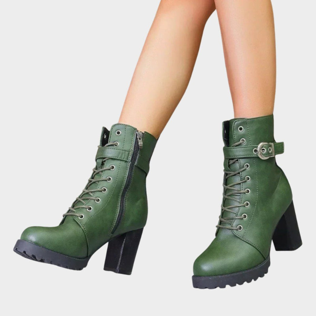 Women's Block Heel Lace-Up Ankle Boots