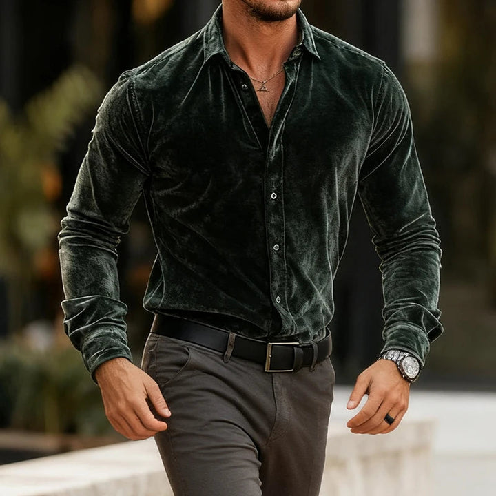 Classic Velvet Shirt for Men - Elena Harper