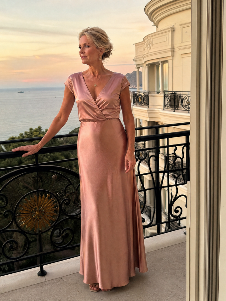 Samouse Cap Sleeve Wrap Bodice Maxi Dress - Elena Harper