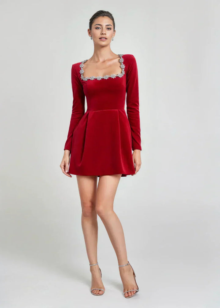 Willow Mini Velvet Dress, view 9 - Elena Harper