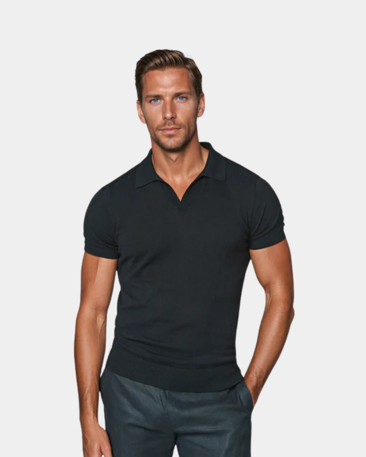 HARRINGTON OXFORD | KNIT OPEN COLLAR POLO SHIRT FOR MEN
