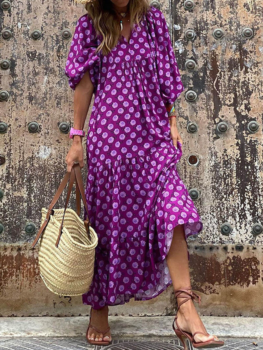 Bohemian Printed Maxi Dress - Elena Harper