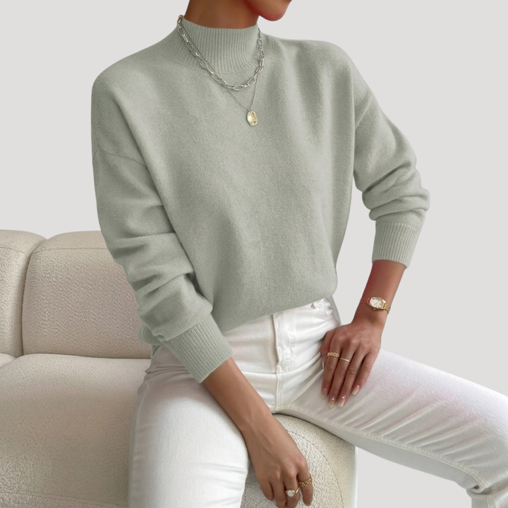 Women's High Neck Sweater with Long Sleeves