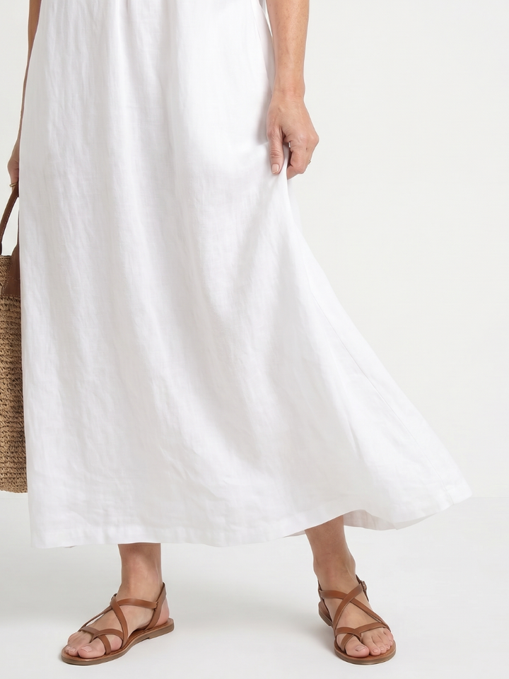 Adelaide Ruffle Trim Sleeveless Neck Midi Dress - Elena Harper