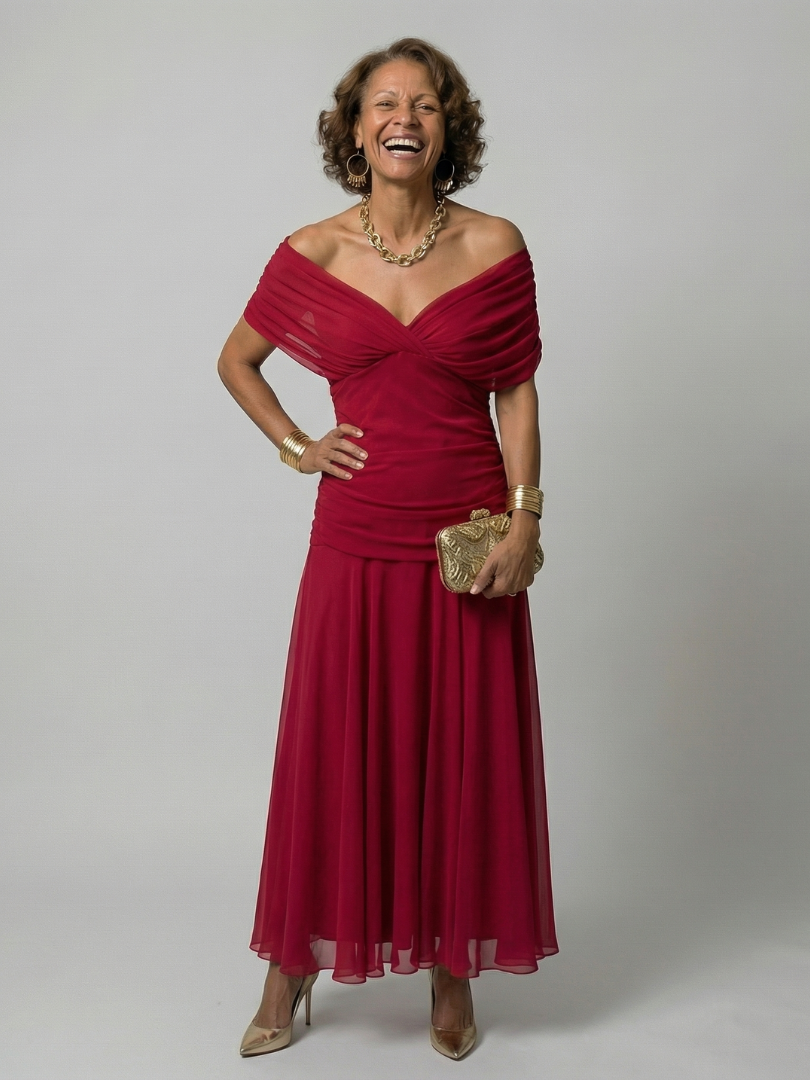 Calen Off Shoulder Flow Midi Dresses - Elena Harper