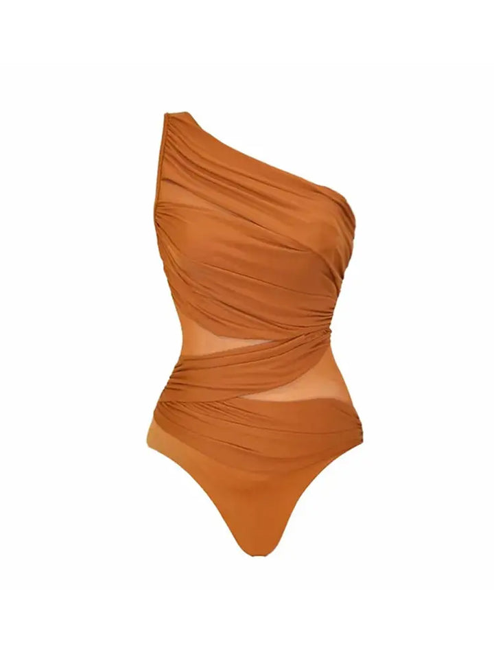 One-Shoulder Monokini Swimsuit Set, view 2 - Elena Harper