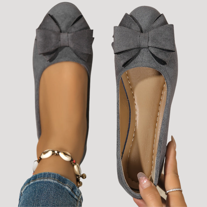 Wedge Ballet Flats with Elegant Bow
