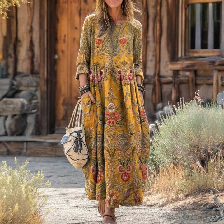 Evelyn Vintage-Inspired Long Sleeve Casual Dress - Elena Harper