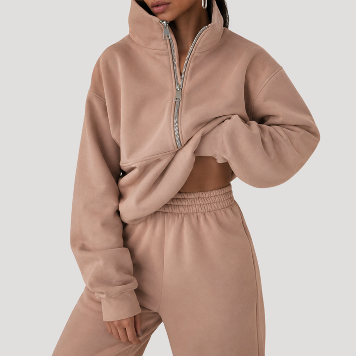 Women's Half-Zip Sweatshirt and Pants Set