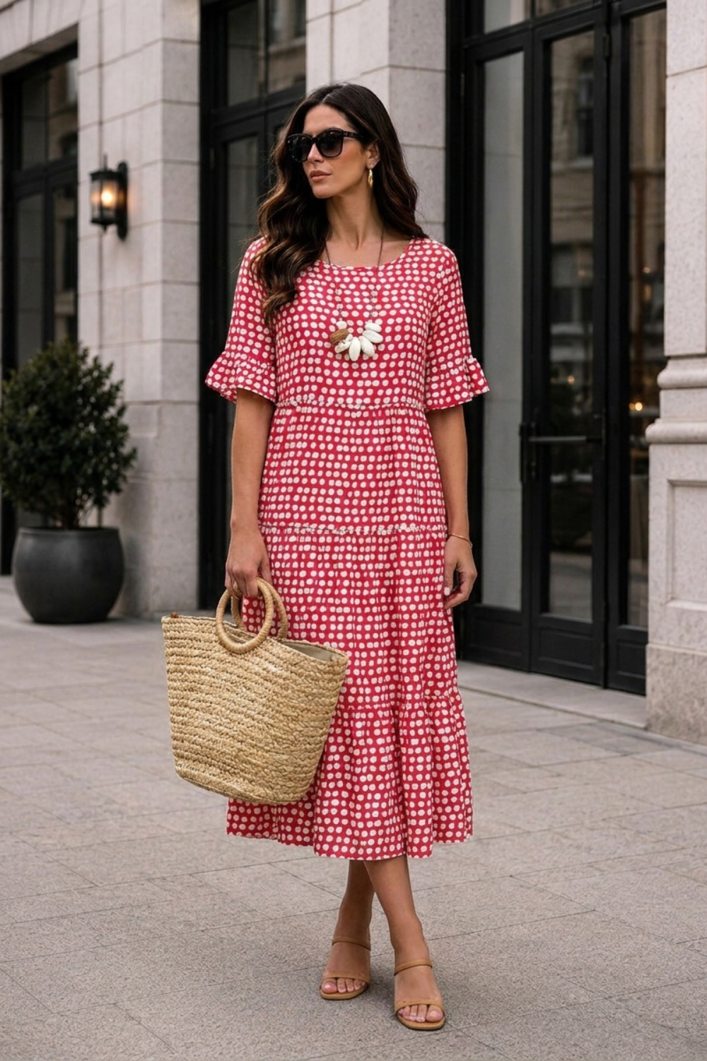 Women’s Floral Midi Dress | Puff Sleeves