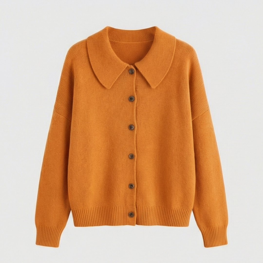 Collete Women's Soft Knit Cardigan with Peter Pan Collar - Elena Harper