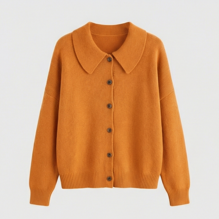 Collete Women's Soft Knit Cardigan with Peter Pan Collar - Elena Harper