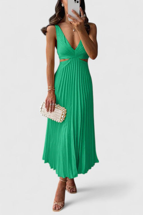 Women's Elegant Sleeveless Pleated Wedding Guest Dress