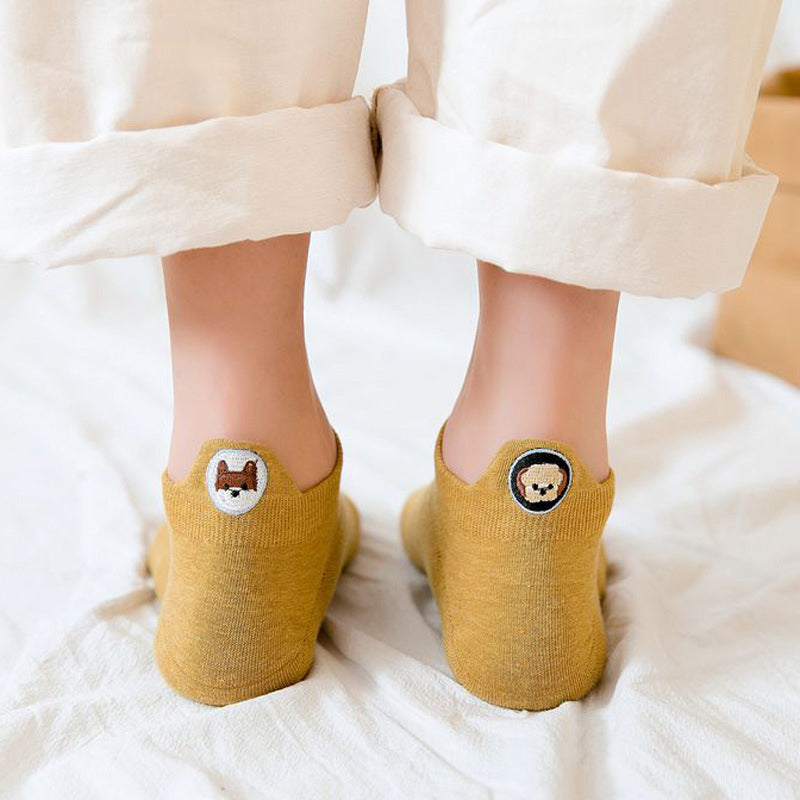 Casual Dog Embroidered Socks