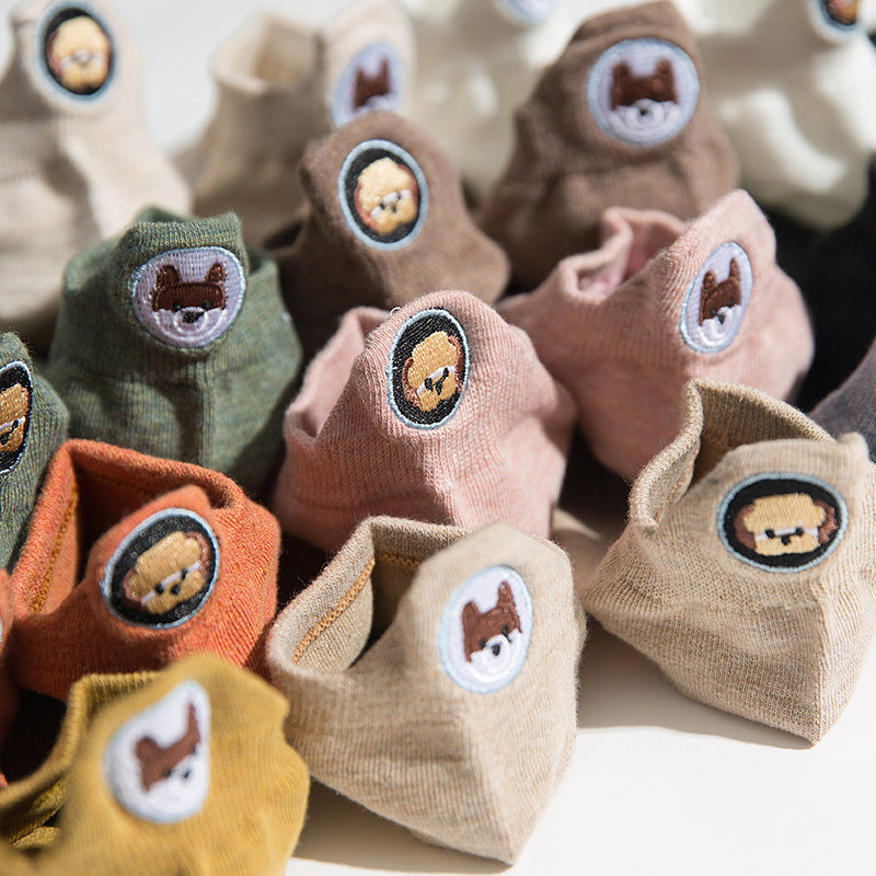 Casual Dog Embroidered Socks