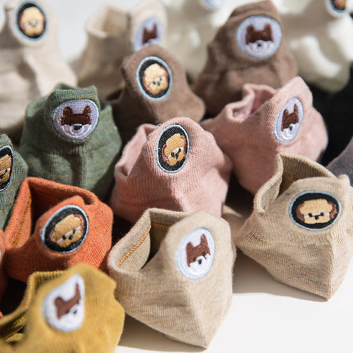 Casual Dog Embroidered Socks