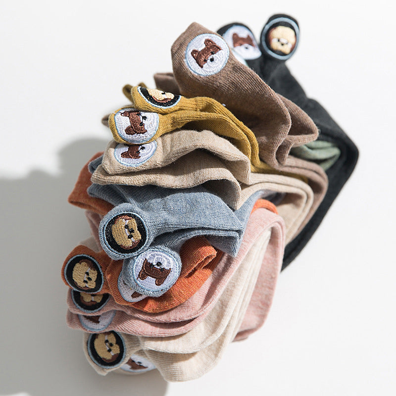 Casual Dog Embroidered Socks