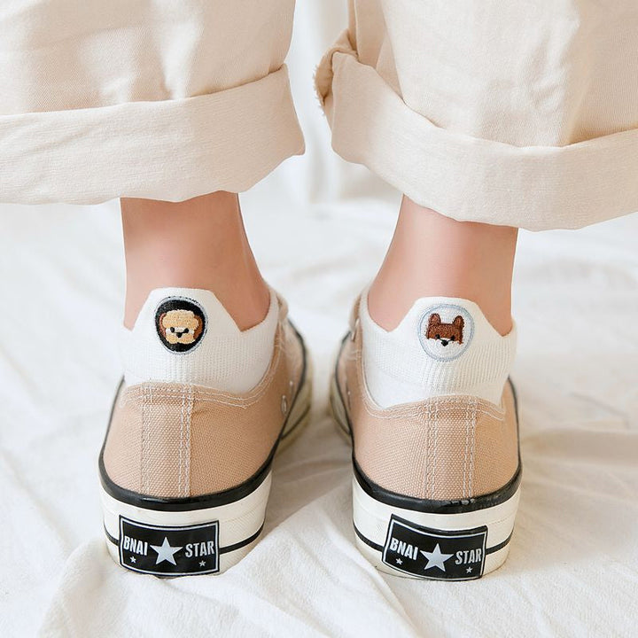 Casual Dog Embroidered Socks