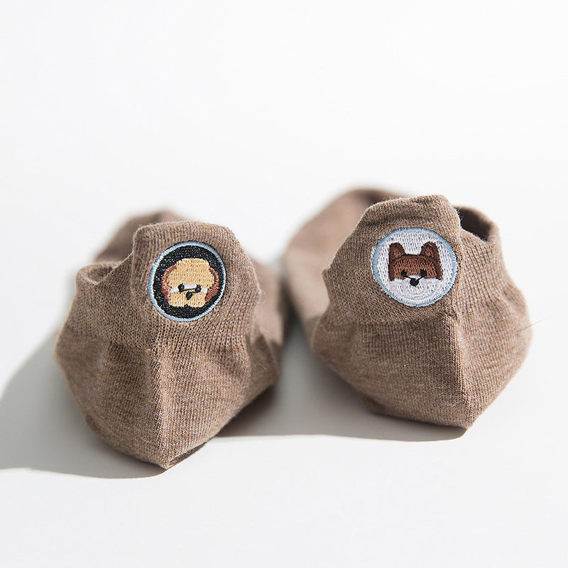 Casual Dog Embroidered Socks