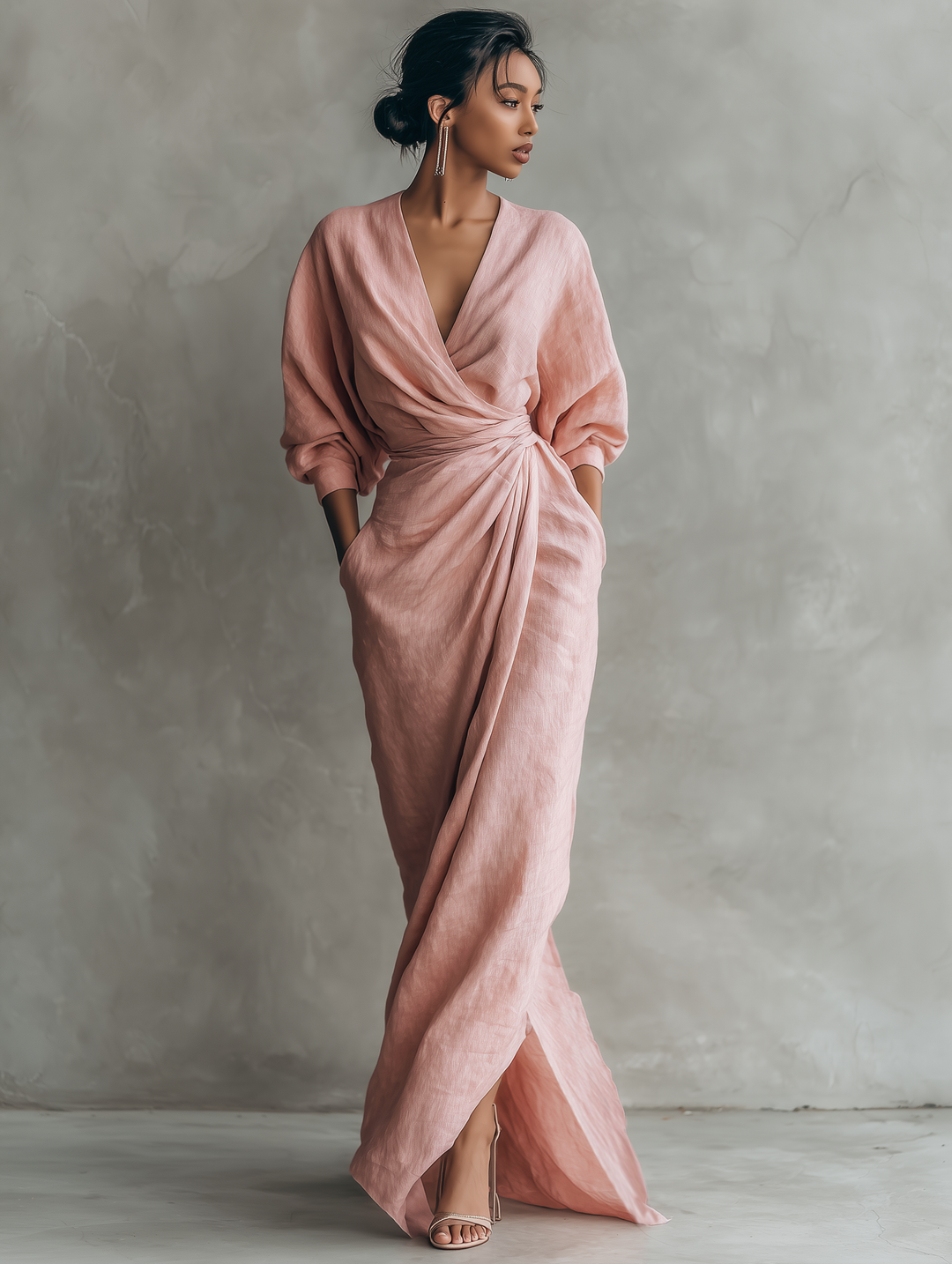 Women's Effortless Minimalist Wrap Maxi Dress