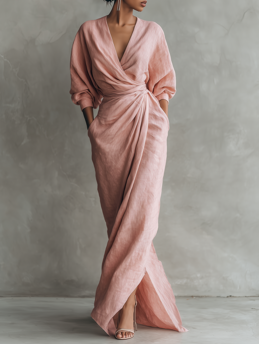 Women's Effortless Minimalist Wrap Maxi Dress